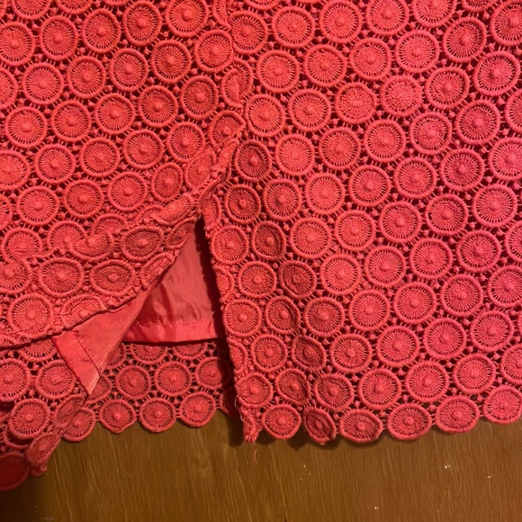 •CYNTHIA ROWLEY•TOMATO GEOMETRIC CROCHET PATTERN 100% LINED PENCIL SKIRT SIZE 2 - Picture 5 of 9